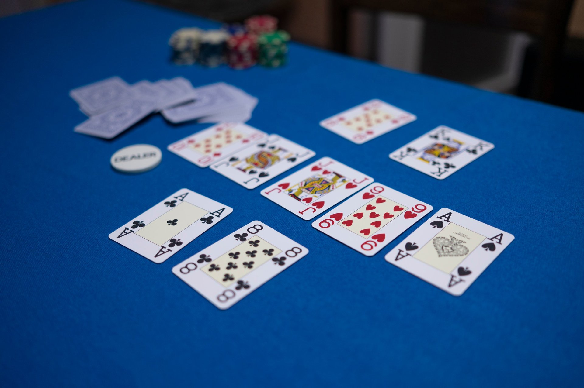 Group of friends playing poker